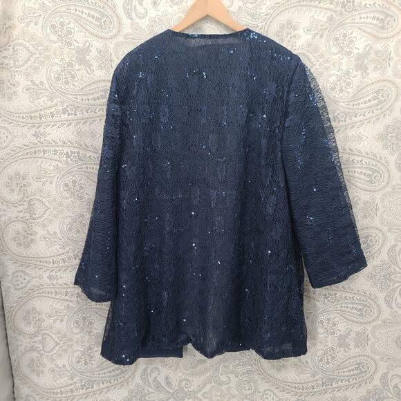 Three piece lace navy blue suit Mother of the Bride Size 24 formal wedding party - Picture 13 of 16